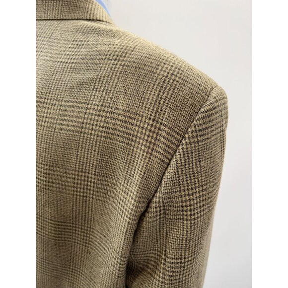 Oscar De La Renta Mens Vintage Beige Houndstooth Blazer 40R Two-Button Wool Blen - Picture 9 of 16